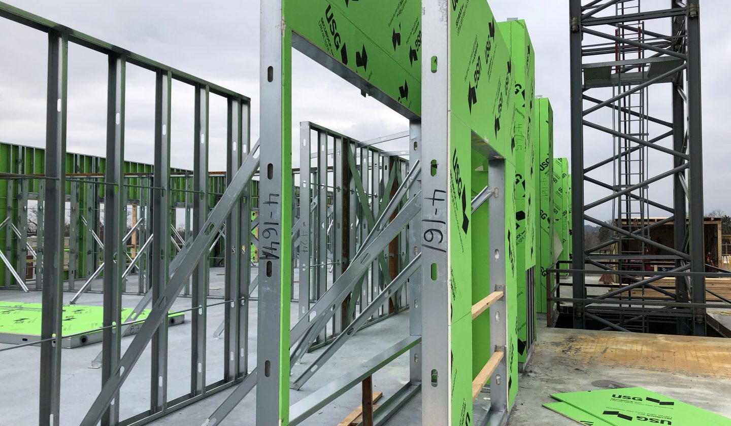 prefabricated wall panel contractor and carpentry services for large roof-level commercial project
