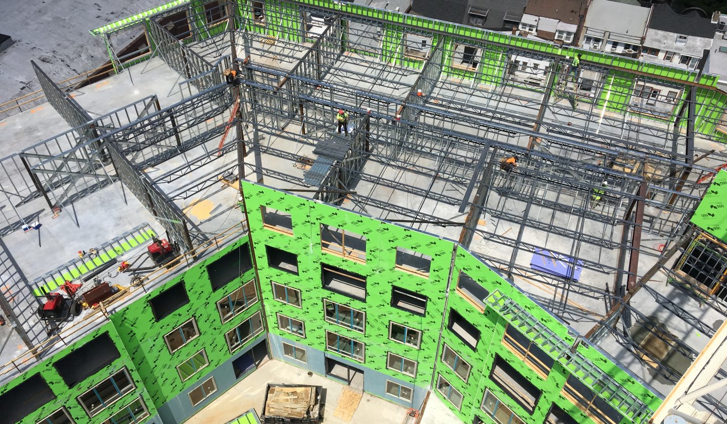 crane view of apartment project