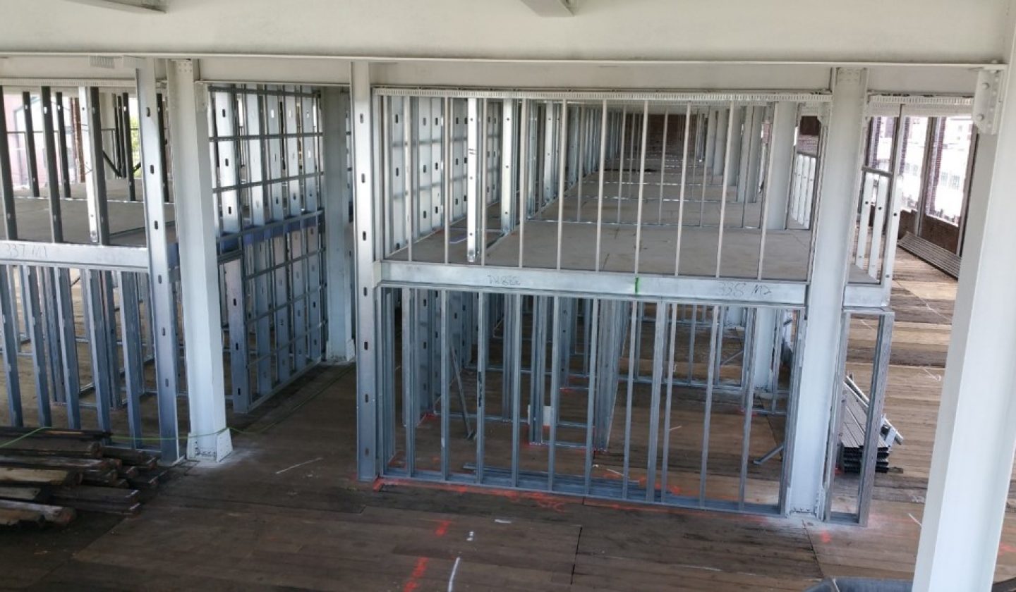 panelized unit interior wall installation