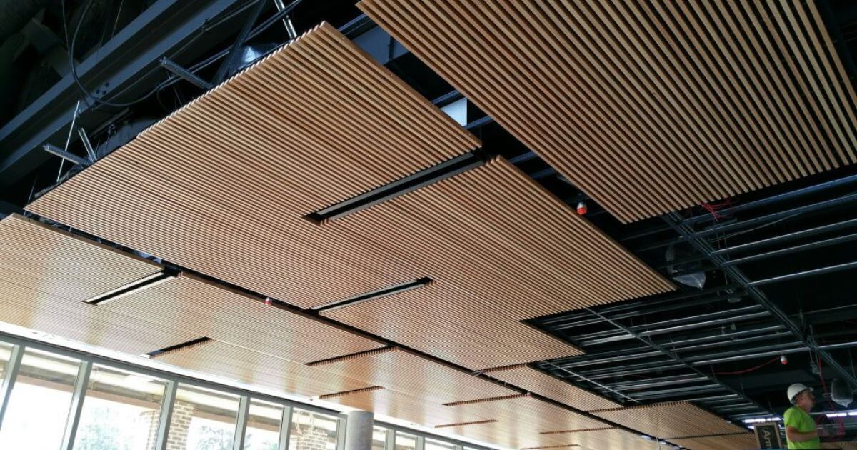 Paneled ceiling constructed by professional field commercial carpenters